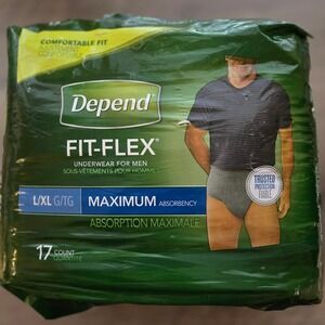 Depend Fit-Flex Underwear for Men L/XL Large Extra Absorbency‎ 17 Count